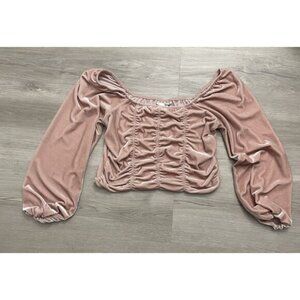 Babydoll Long Sleeve Shirt tight soft pink angelcore feminine girly boho size XL